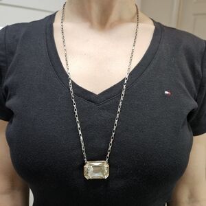 Swarovski Rectangular Crystal Pendant Necklace